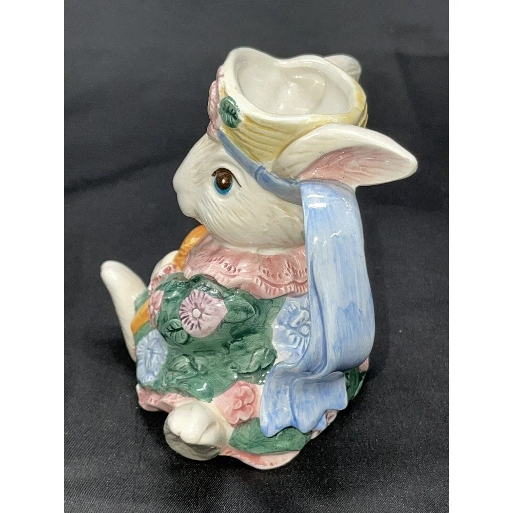 1991 Fitz & Floyd Bloomers Rabbit Bunny Creamer Small Pitcher F&F Fritz Vase
